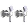 imageSunnyPoint NeverRust Deluxe Kitchen amp Bathroom Sink Sponge Holder Organizer with Adhesive Mount  Additional Suction Cup Included  Sponge amp Brush NOT Included  74 x 33 x 275 Inch Pack of 2