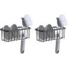 imageSunnyPoint NeverRust Deluxe Kitchen amp Bathroom Sink Sponge Holder Organizer with Adhesive Mount  Additional Suction Cup Included  Sponge amp Brush NOT Included  74 x 33 x 275 Inch BLK Pack of 2