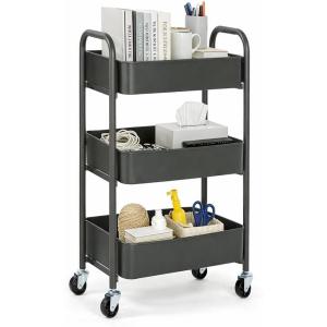 imageSunnyPoint 3Tier Delicate Compact Rolling Metal Storage Organizer  Mobile Utility Cart KitchenUnder Desk Cart with Caster Wheels RED 1535 X 1024 X 268HGrey