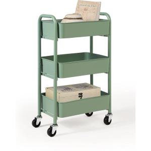 imageSunnyPoint 3Tier Delicate Compact Rolling Metal Storage Organizer  Mobile Utility Cart KitchenUnder Desk Cart with Caster Wheels RED 1535 X 1024 X 268HTurq