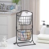 image:imageSunnyPoint 2Tier Metal Mini Countertop Fruit Storage Basket Mat Black