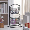 image:imageSunnyPoint 2Tier Metal Mini Countertop Fruit Storage Basket Mat Black