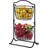 image:imageSunnyPoint 2Tier Metal Mini Countertop Fruit Storage Basket Mat Black