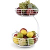 image:imageSunnyPoint Classic Tabletop 2Tier Fruit Wire Basket Bowl Stand With Wooden Base
