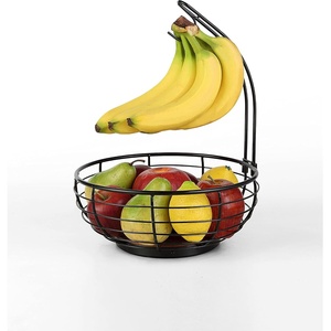 image:imageSunnyPoint Classic Tabletop Wire Banana Fruit Basket Bowl Stand With Wooden Base