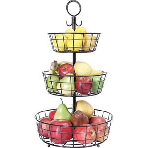 image:imageSunnyPoint Countertop French Country 3 Tier Wire Basket Stand For Storing amp Organizing Eggs And More 3 Tier Black